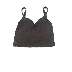 AMERICAN EAGLE Black Cropped Cami Top S/P CH Seamless Rib Knit